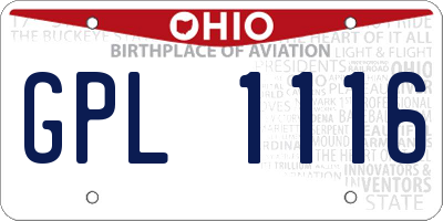 OH license plate GPL1116