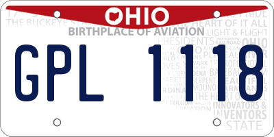 OH license plate GPL1118