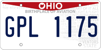 OH license plate GPL1175