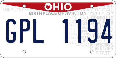 OH license plate GPL1194