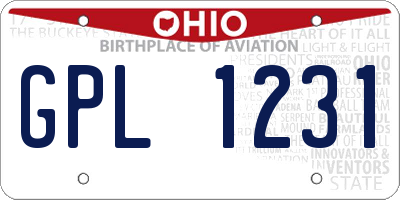 OH license plate GPL1231
