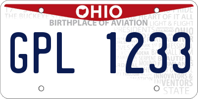 OH license plate GPL1233