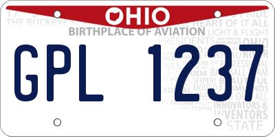 OH license plate GPL1237