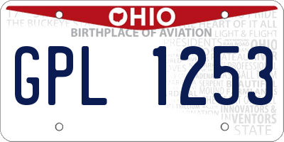 OH license plate GPL1253