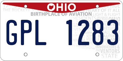 OH license plate GPL1283