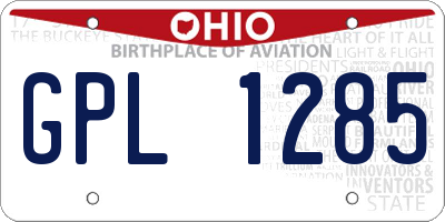 OH license plate GPL1285