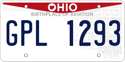 OH license plate GPL1293