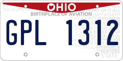 OH license plate GPL1312