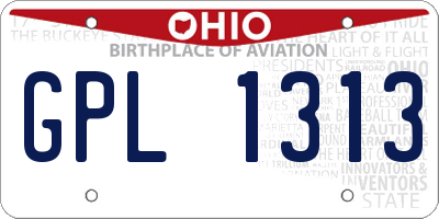 OH license plate GPL1313