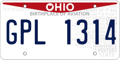 OH license plate GPL1314