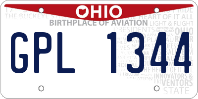 OH license plate GPL1344