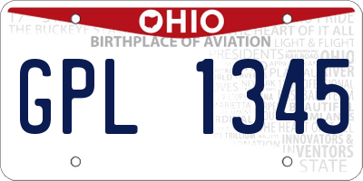 OH license plate GPL1345