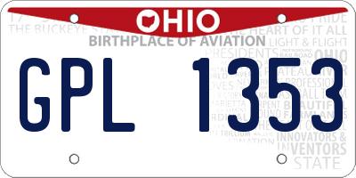 OH license plate GPL1353