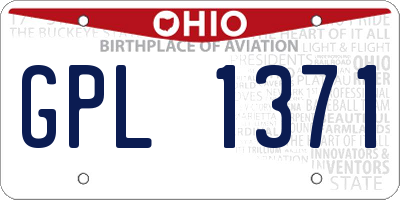 OH license plate GPL1371