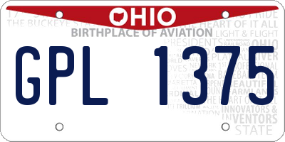 OH license plate GPL1375