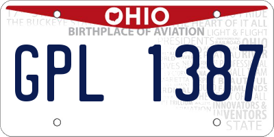 OH license plate GPL1387