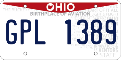 OH license plate GPL1389