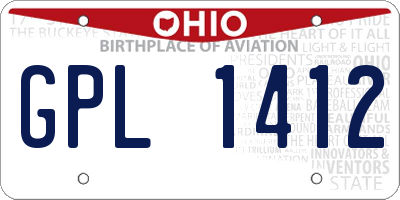 OH license plate GPL1412