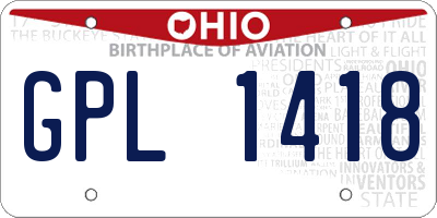 OH license plate GPL1418