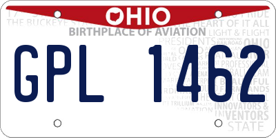 OH license plate GPL1462