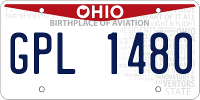 OH license plate GPL1480