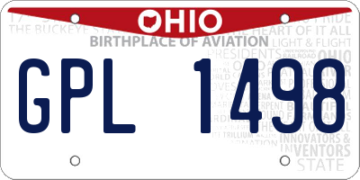 OH license plate GPL1498
