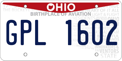 OH license plate GPL1602