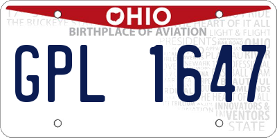 OH license plate GPL1647