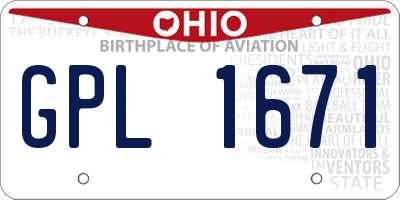 OH license plate GPL1671