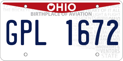 OH license plate GPL1672