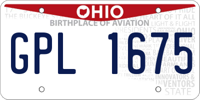 OH license plate GPL1675