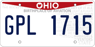 OH license plate GPL1715