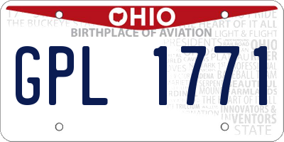 OH license plate GPL1771