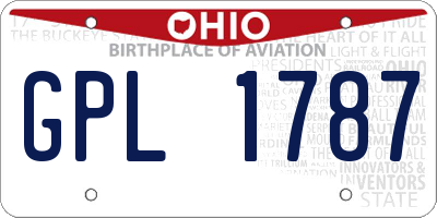 OH license plate GPL1787