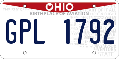 OH license plate GPL1792