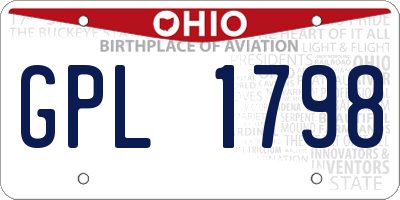 OH license plate GPL1798