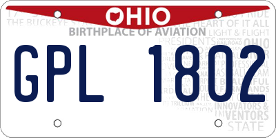 OH license plate GPL1802