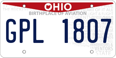 OH license plate GPL1807