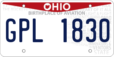 OH license plate GPL1830