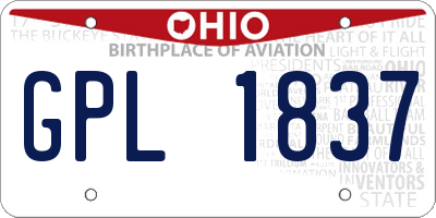 OH license plate GPL1837