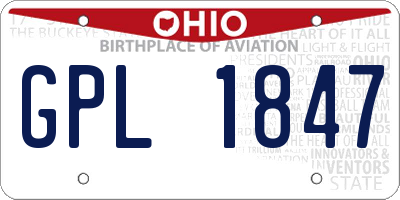 OH license plate GPL1847