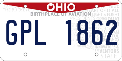 OH license plate GPL1862