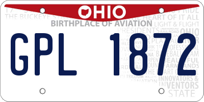 OH license plate GPL1872