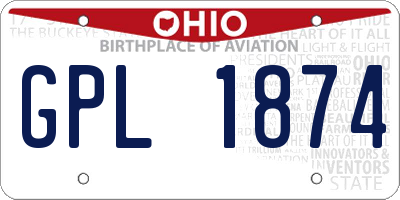 OH license plate GPL1874