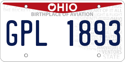 OH license plate GPL1893