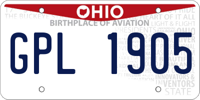 OH license plate GPL1905