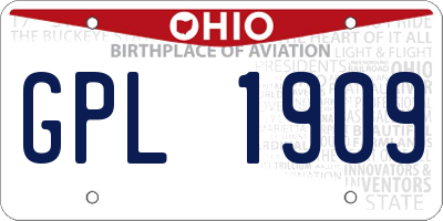 OH license plate GPL1909