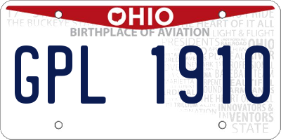 OH license plate GPL1910