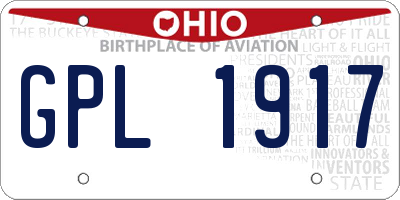 OH license plate GPL1917