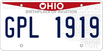 OH license plate GPL1919